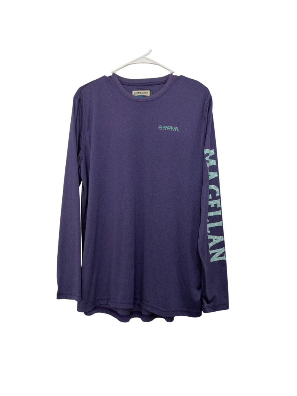 Magellan Outdoors Womens Purple Moisture-Wicking Fish Gear Boyfriend TShirt SZ L